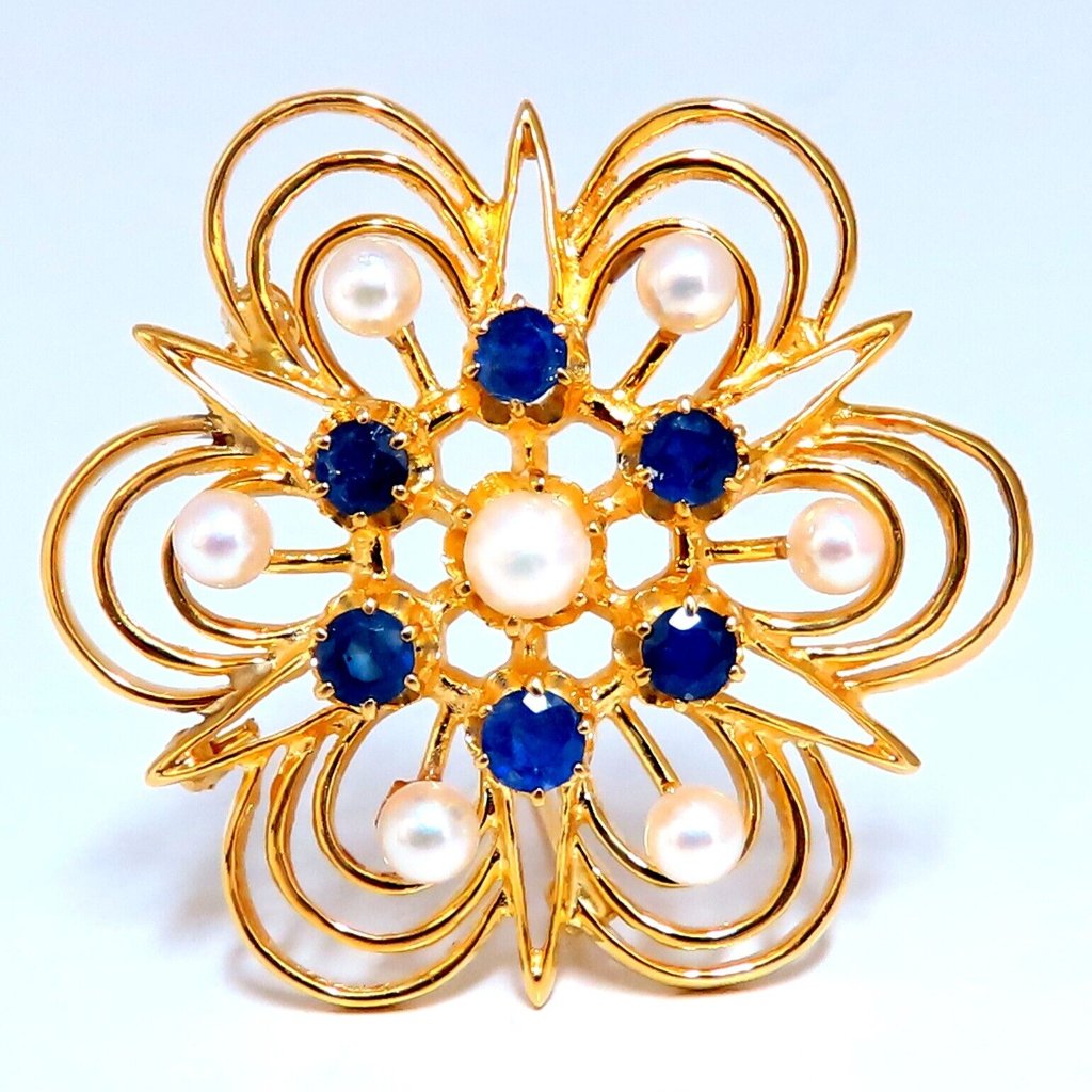 Cosmopolitan 14kt Gold Sapphire Pearl Pin 14kt